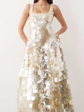 ASOS Arrange embellished disc sequin dress lemon